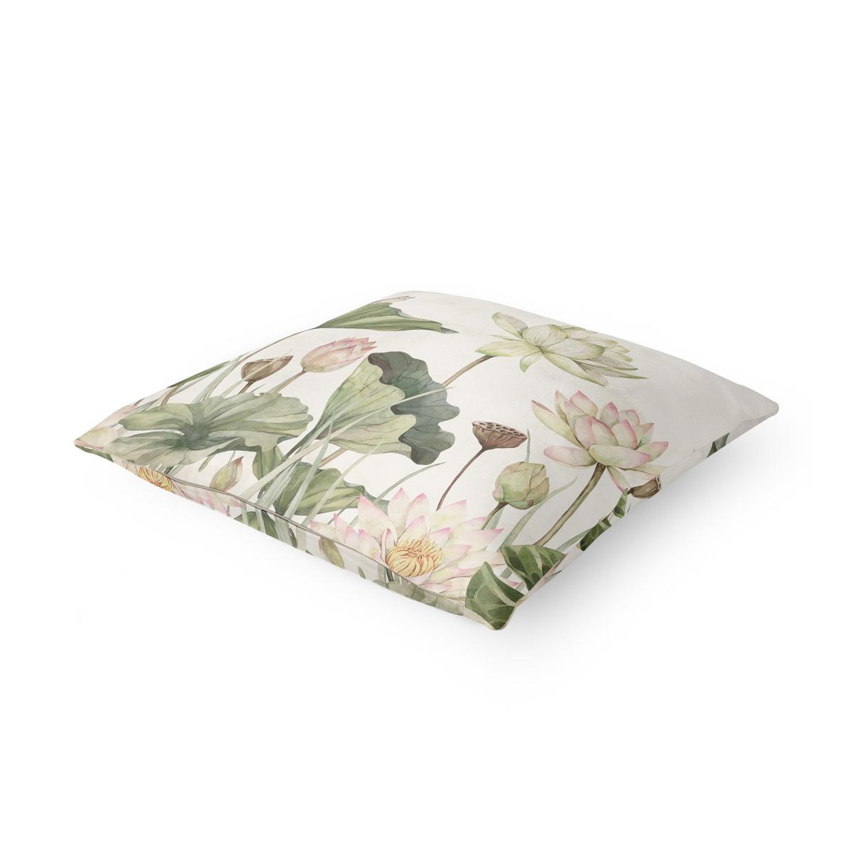 KISSENBEZUG Anmutige Seerosen und sanfte Blätter 40/40 cm - Grün, Textil (40/40cm) - Bilderwelten