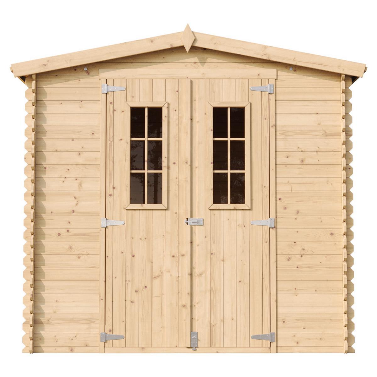 HOLZHAUS GARTENHAUS mit imprägniertem BodenB236xL226xH218 cm/ 4.33 m2 - M369C+M369G - Beige, Holz (220/224/226cm) - Timbela