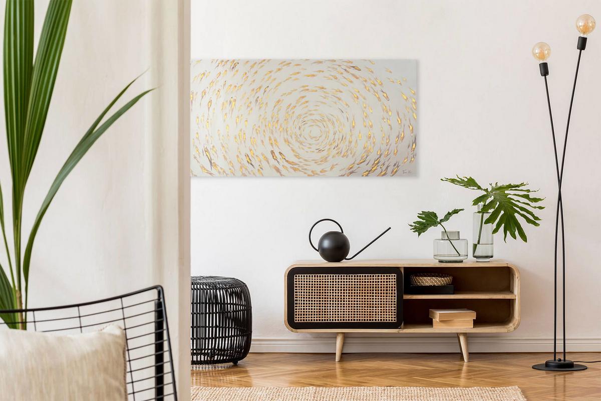 ÖLGEMÄLDE 140/70 cm - Beige/Goldfarben, Holz/Textil (140/70cm) - KUNSTLOFT