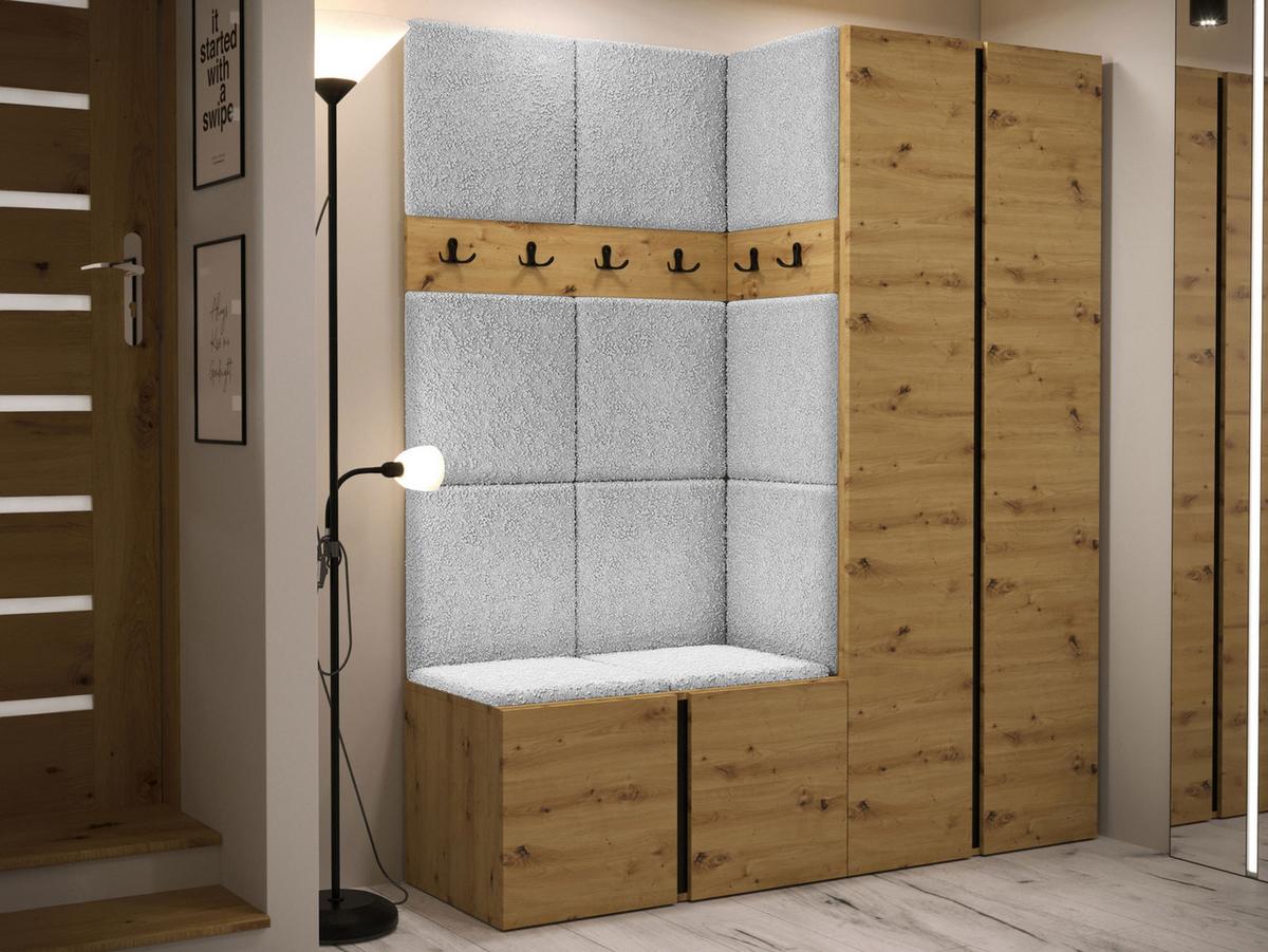 GARDEROBEN-SET Orion III - Hellgrau/Eiche Artisan, Holzwerkstoff/Kunststoff (158/186/46cm) - MIRJAN24