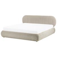 BETT mit Stauraum 180/200 cm Stoff Taupe Campan - Taupe, Textil (180/200cm) - Beliani