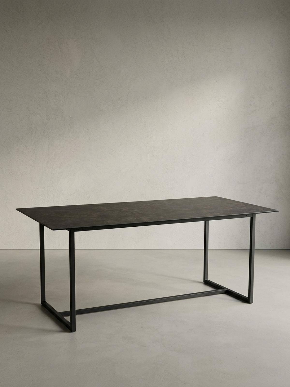 ESSTISCH Glas Keramik Marmoroptik Designer 180x90 ARCTIC, Schwarz 180x90x76 cm - Schwarz, Glas/Metall (90/180/76cm) - KADIMA DESIGN