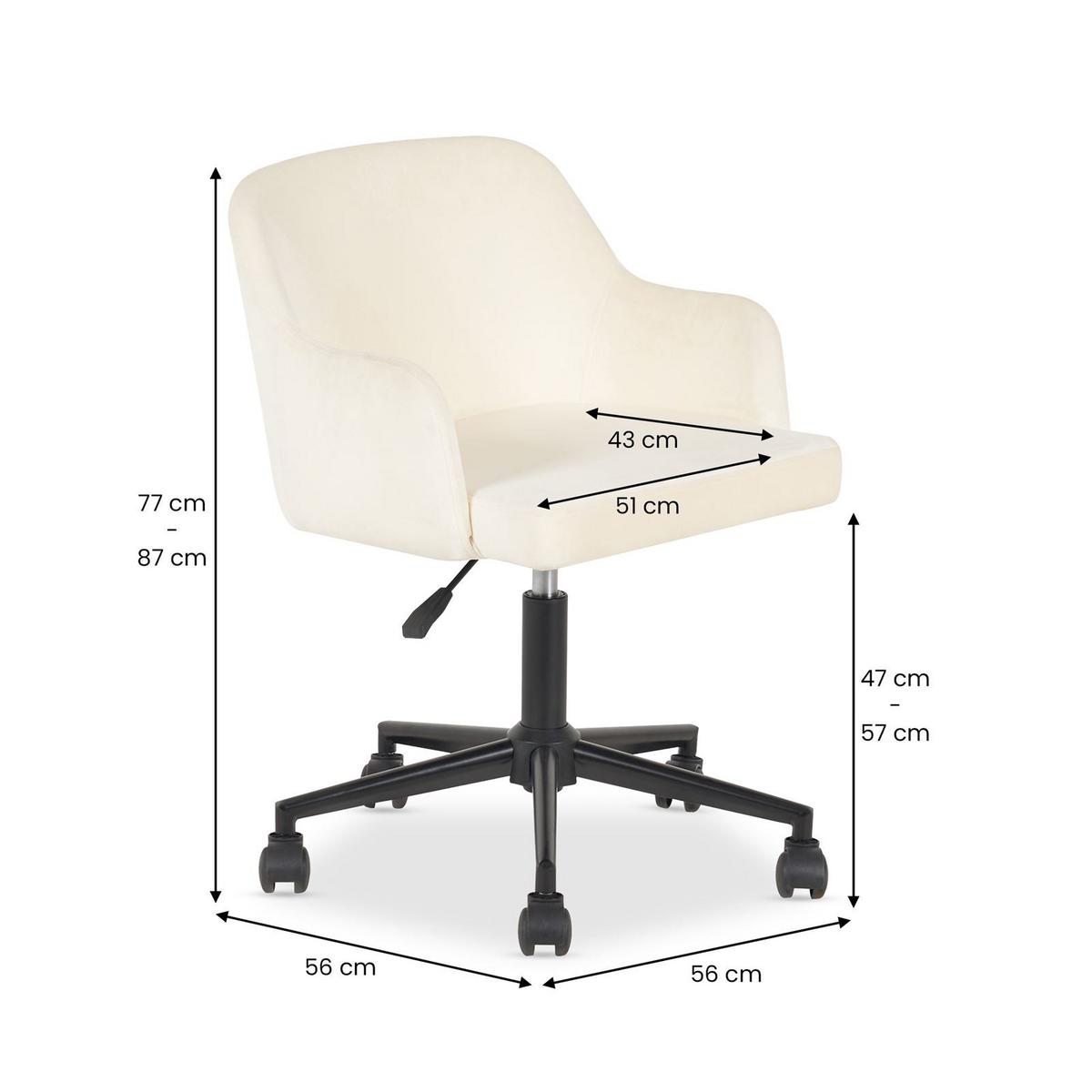 HOME-OFFICE DREHSTUHL OLIVER cremeweiß - Creme, Textil (52/87/56cm) - IDIMEX