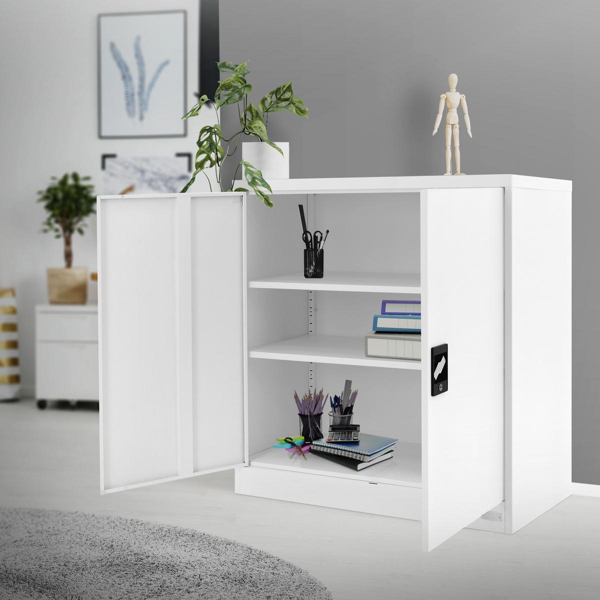 AKTENSCHRANK 90x40x90 cm Weiß aus Stahl - Weiß, Metall (40/90/90cm) - ML-DESIGN