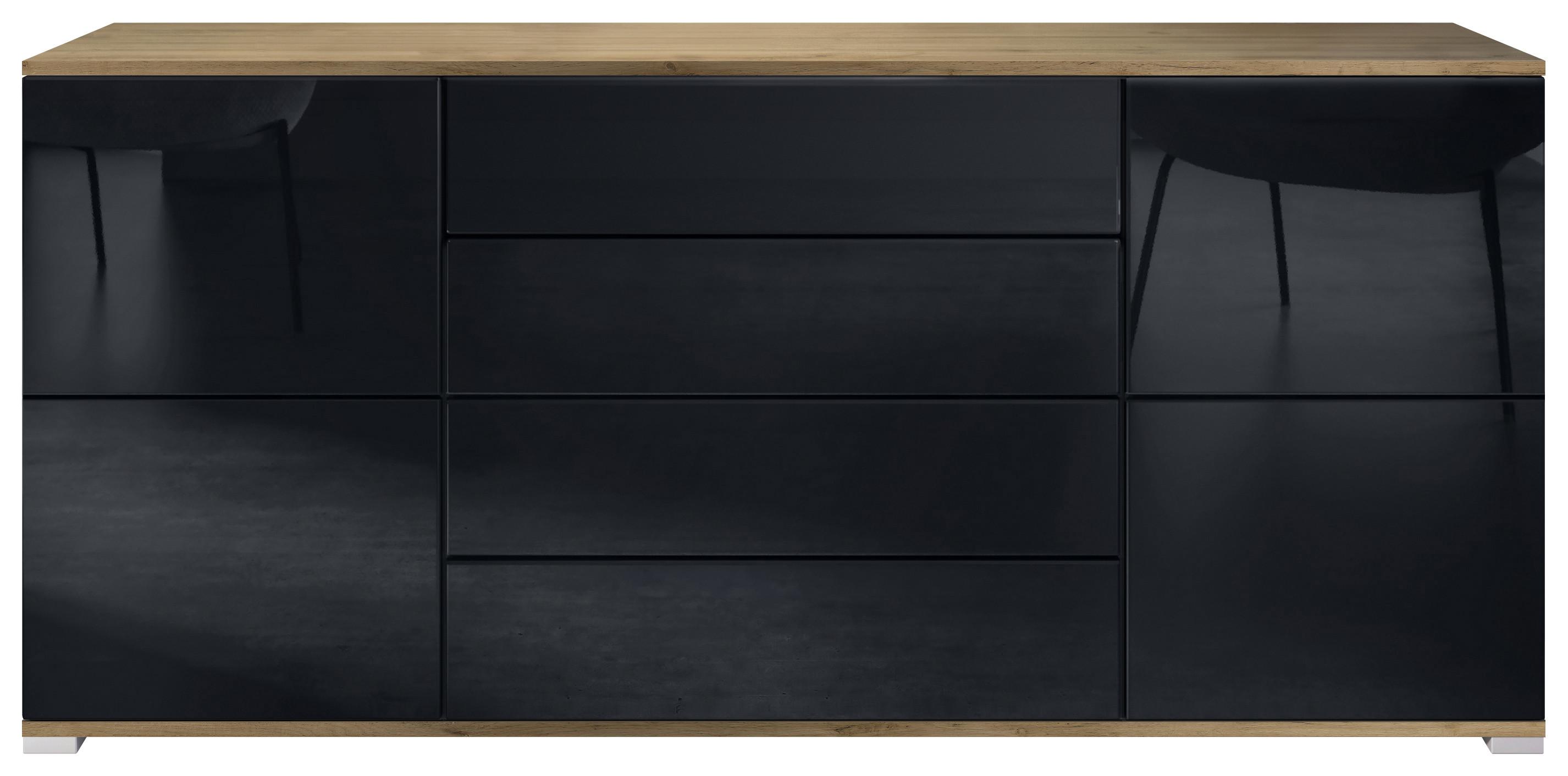 SIDEBOARD Rova Schwarz Hochglanz - Schwarz Hochglanz, Holzwerkstoff (166.5/75.5/35cm) - Vladon