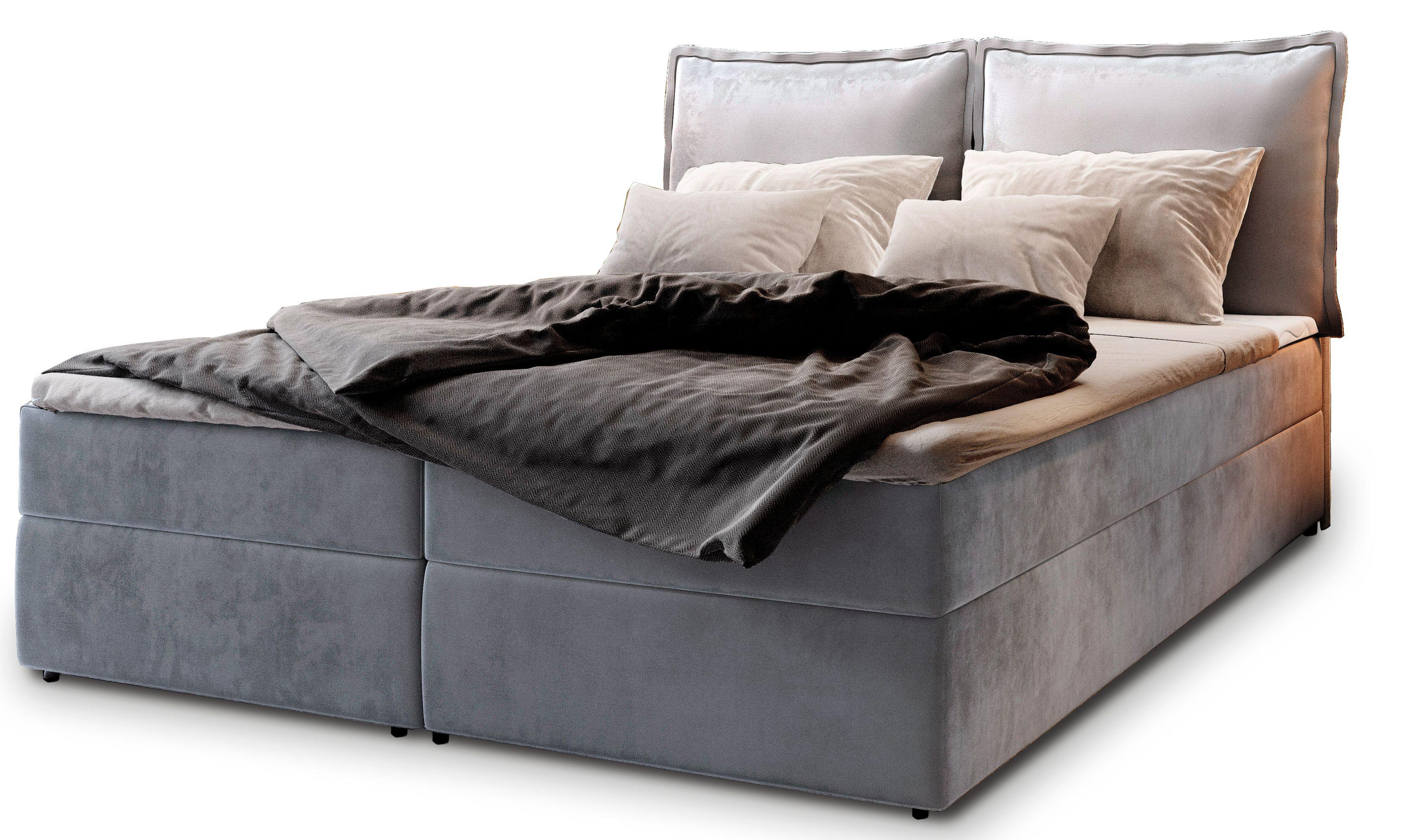 BOXBETT LENTE 140x200 cm mit Matratze und Topper - Hellgrau - Hellgrau, Holz (140/200cm) - MASSENO