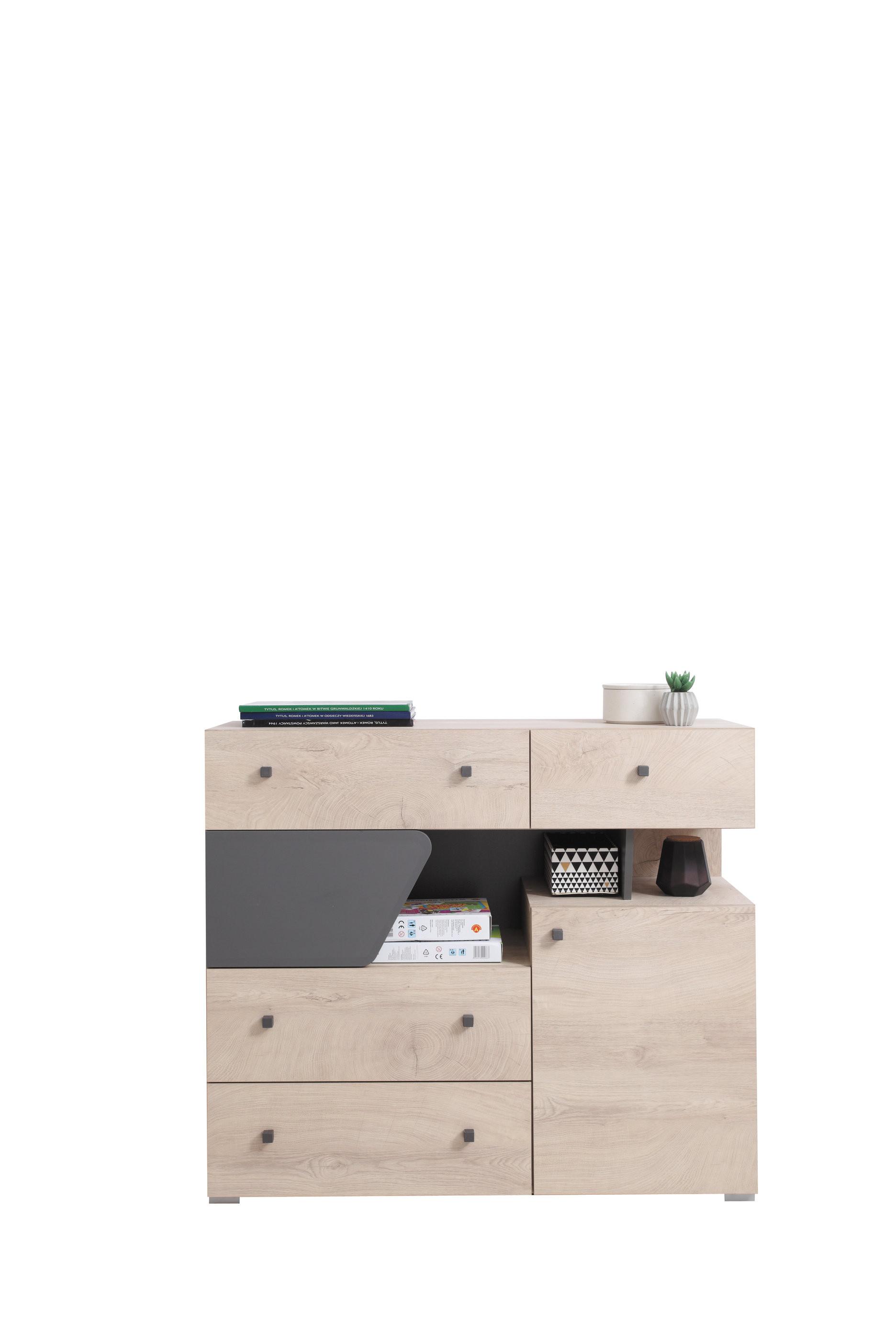 KOMMODE RAVENNA 110/95/40cm mit 4 Schubladen 2 Türen Eichefarben - Eichefarben, Holzwerkstoff (110/95/40cm) - MASSENO