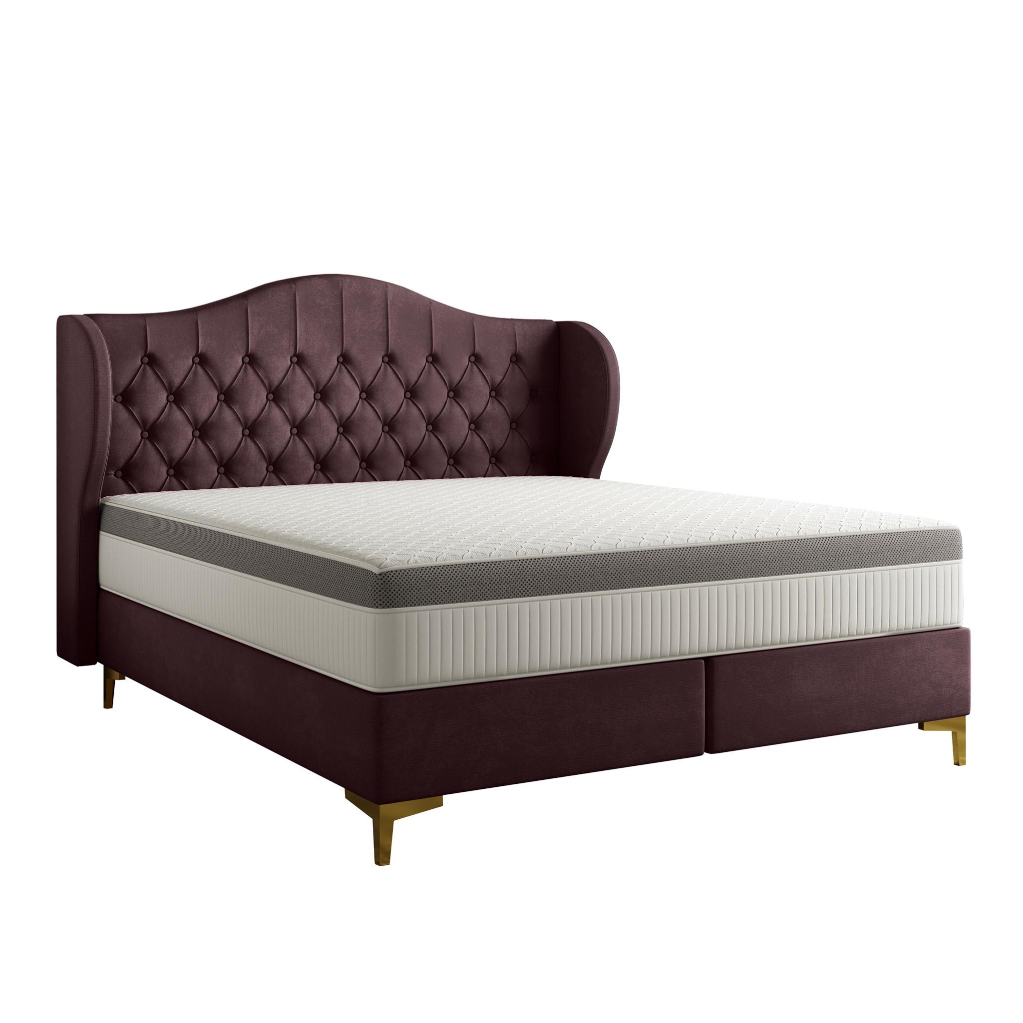 POLSTERBETT Pelagio In Whisper - Bordeaux, Holzwerkstoff/Textil (160/200cm) - Fun Möbel
