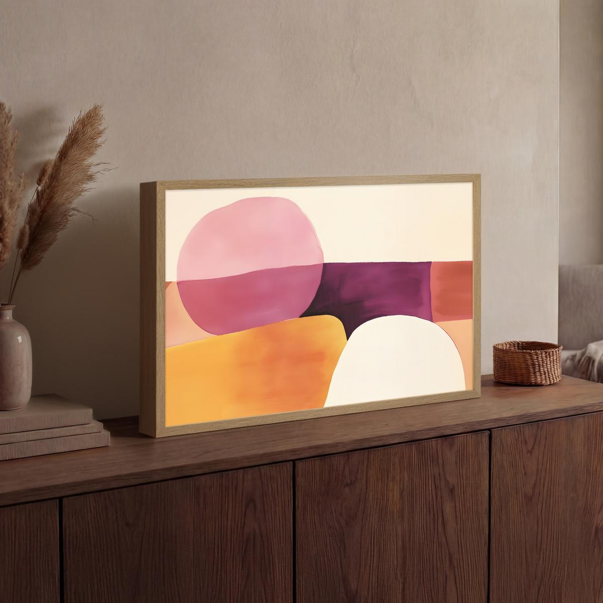 WANDLEUCHTE MIT AKKU Formen - Abstrakt - Farbenfroh 60x40 cm - Rosa, Holzwerkstoff (60/40/8cm) - OnlyWow