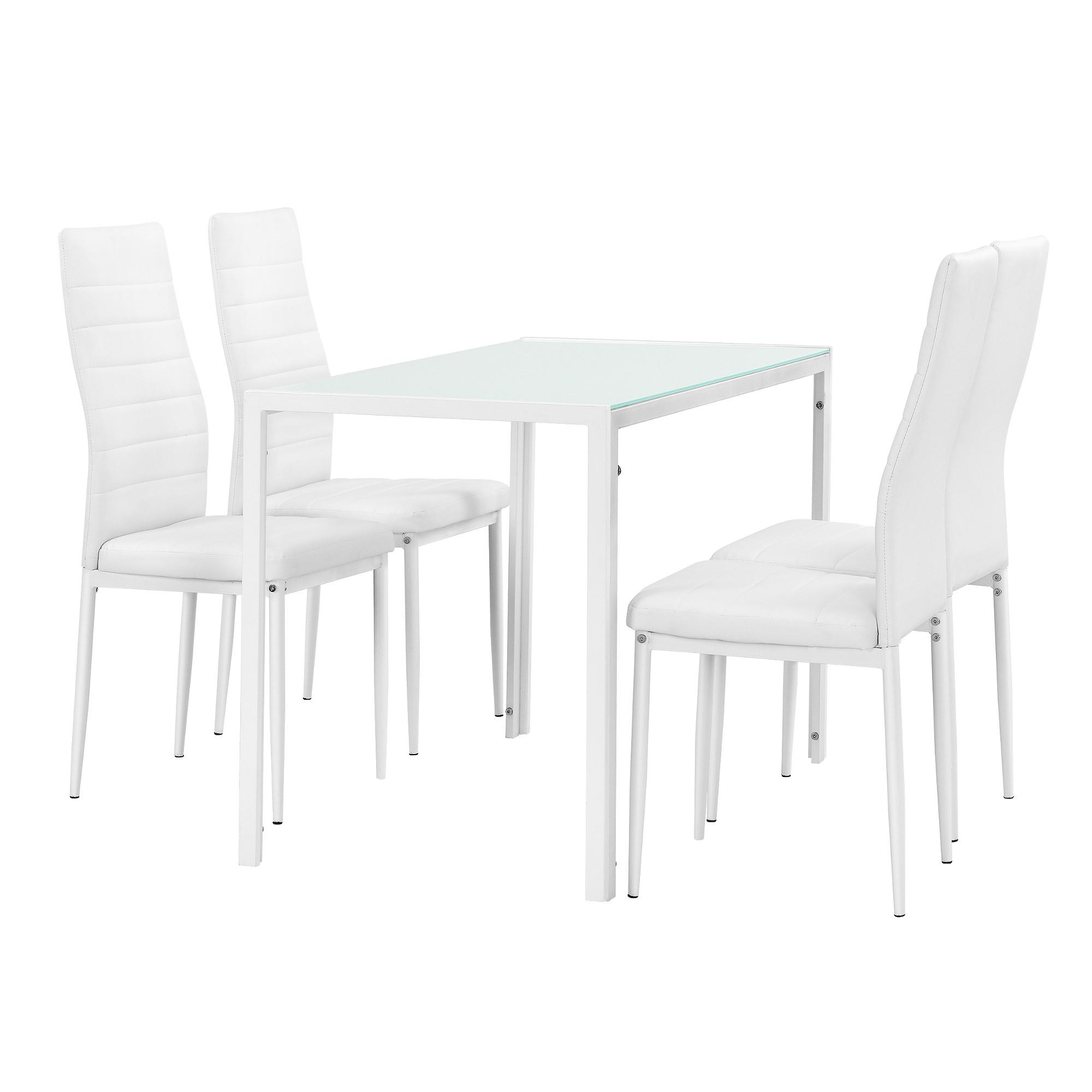 TISCHGRUPPE Bergen - Weiß, Textil/Metall (105/75/60cm) - [en.casa]