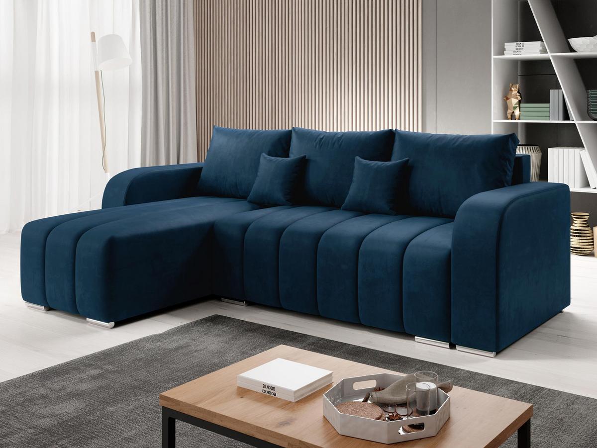 ECKSOFA Pufetto - Blau/Silberfarben, Holz/Textil (244/147cm) - MIRJAN24