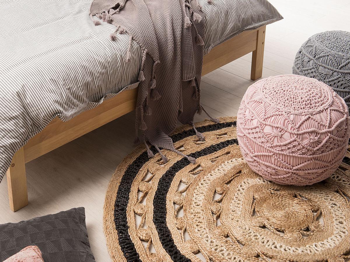 TEPPICH geflochten Goyne 140/140 cm - Beige, Naturmaterialien (140/140cm) - Beliani