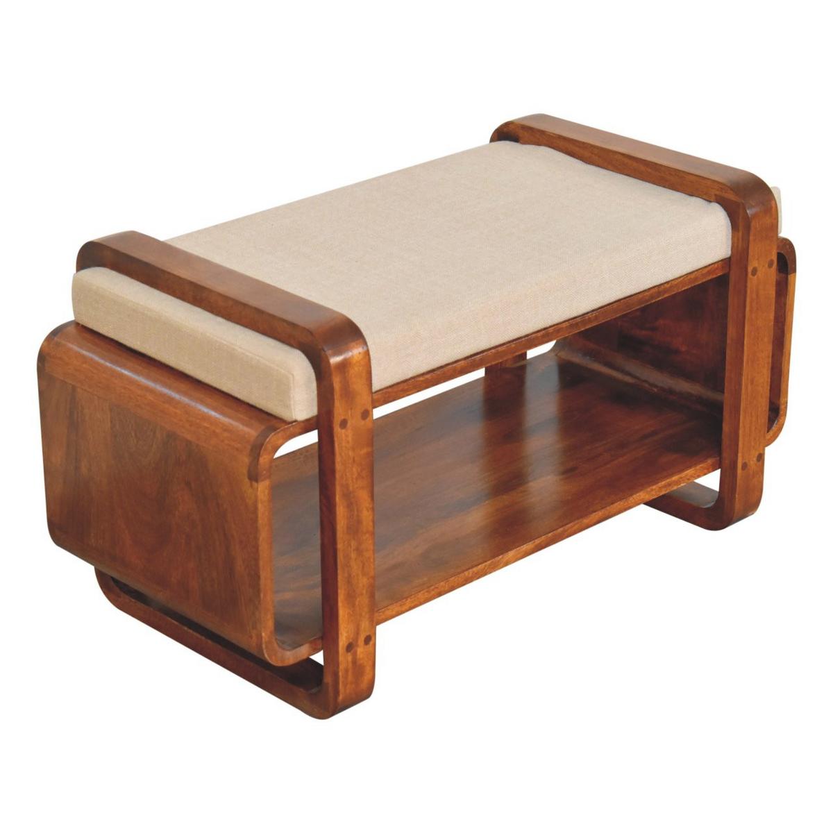 SITZBANK mit warmem Kastanien-Finish und offenem Stauraum - Braun, Holz (80/42/40cm) - Artisan Furniture