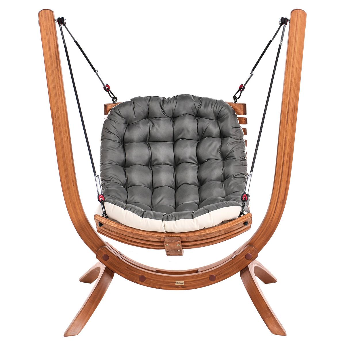 HÄNGESESSEL Braun/Beige/Grau Alliste - Beige/Braun, Holz (125/142/100cm) - Beliani
