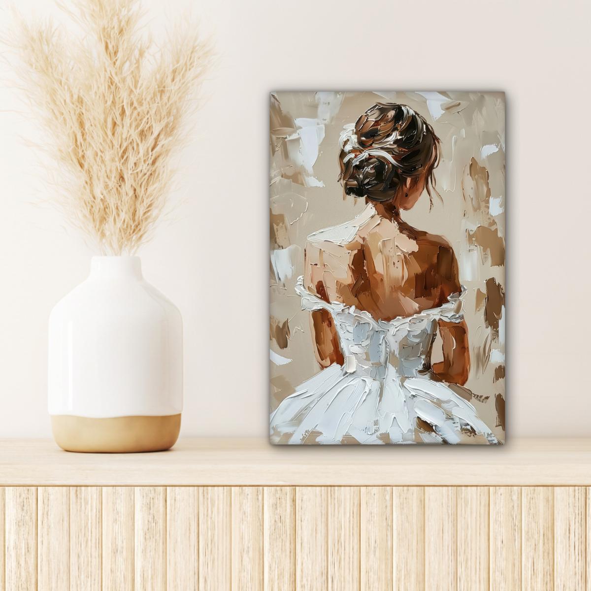 LEINWANDBILD Frau - Farbe - Abstrakt - Beige - Modern Deko Wohnzimmer 20x30 cm - Sandfarben, Textil (20/30cm) - MuchoWow