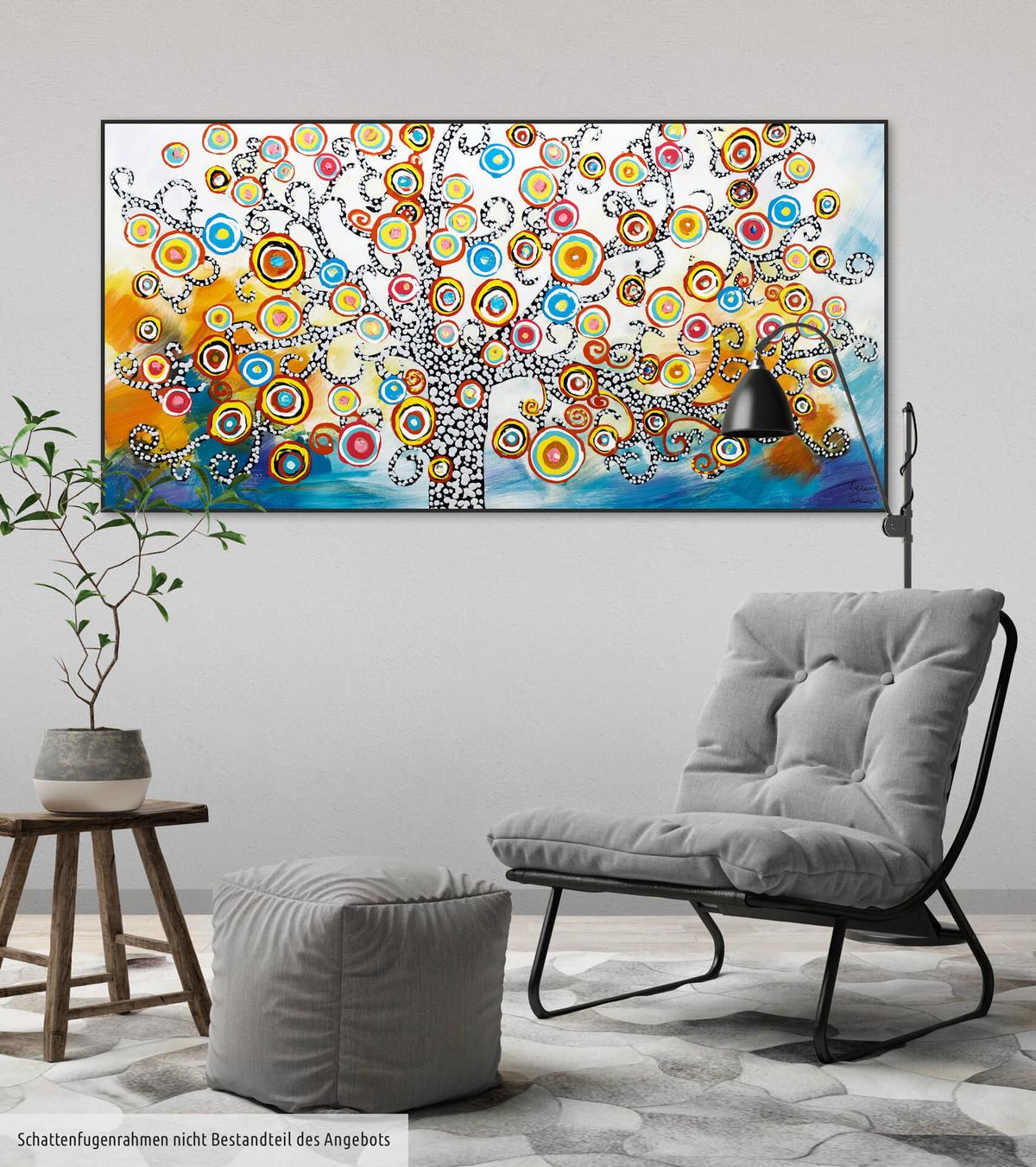 ÖLGEMÄLDE 120/60 cm - Blau/Gelb, Holz/Textil (120/60cm) - KUNSTLOFT