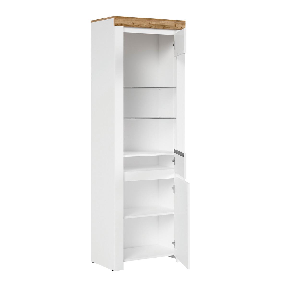 VITRINE Hella Weiß und Holz - Weiß, Holzwerkstoff (68/203/42cm) - Petits-meubles