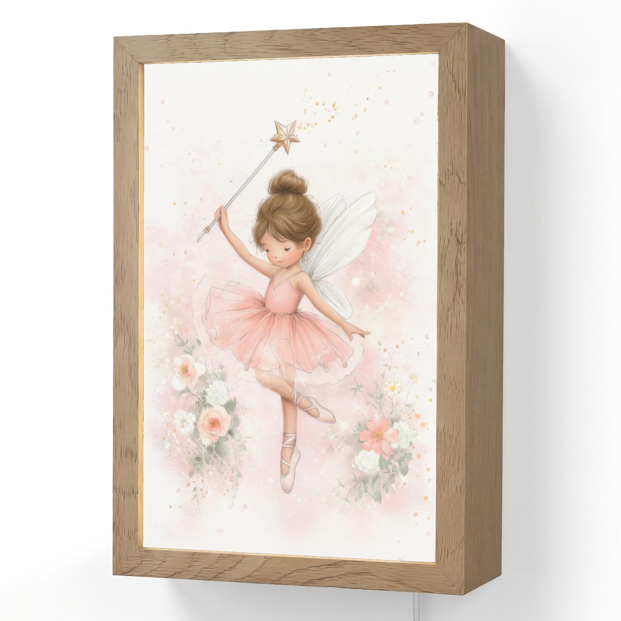 WANDLEUCHTE Ballerina - Fee - Blumen - Rosa 20x30 cm - Rosa, Holzwerkstoff (20/30/8cm) - OnlyWow