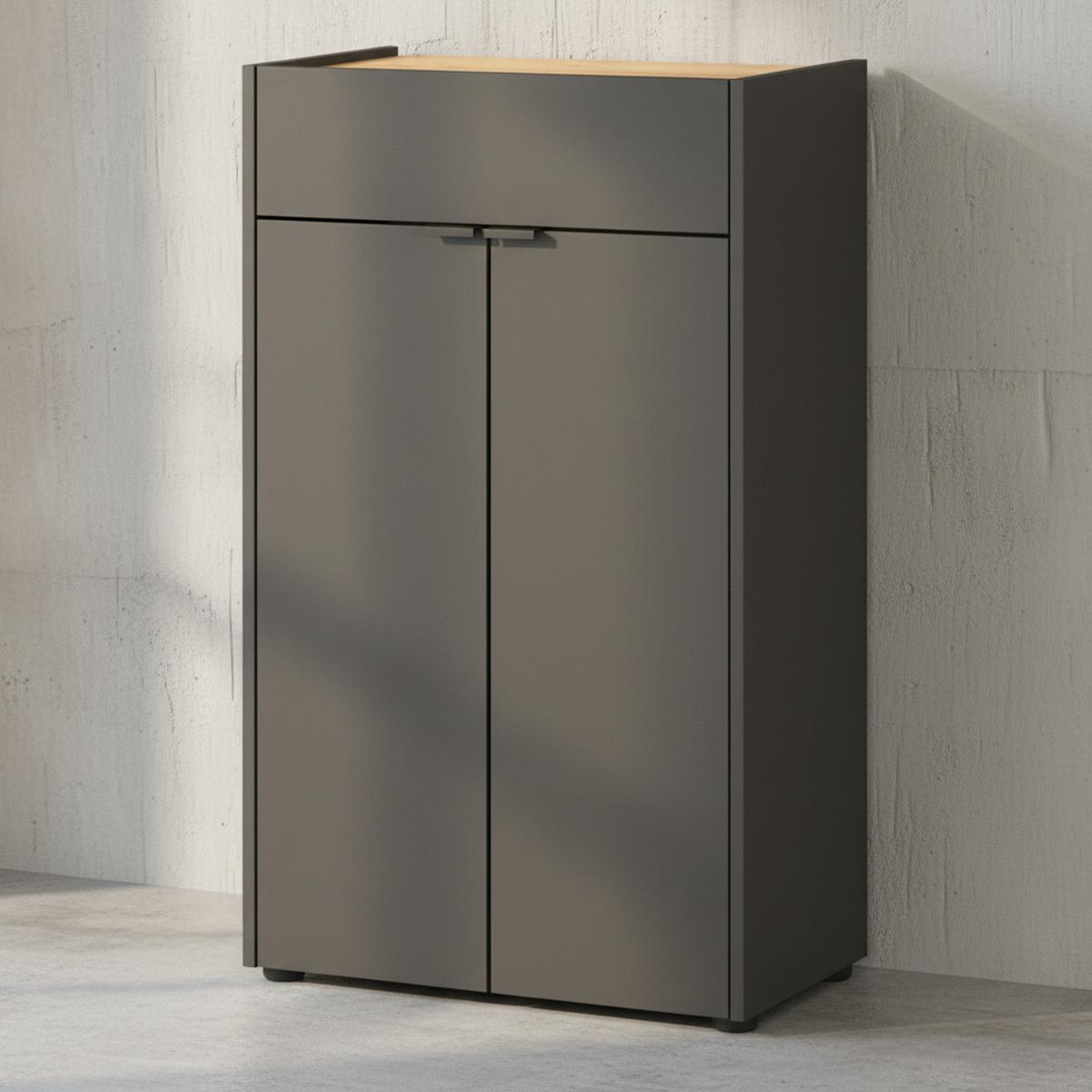KOMMODE Kratzfest Eiche Schublade Bad AVIS, Grau-Beige 60x34x98 cm - Grau, Holz/Metall (60/98/34cm) - KADIMA DESIGN