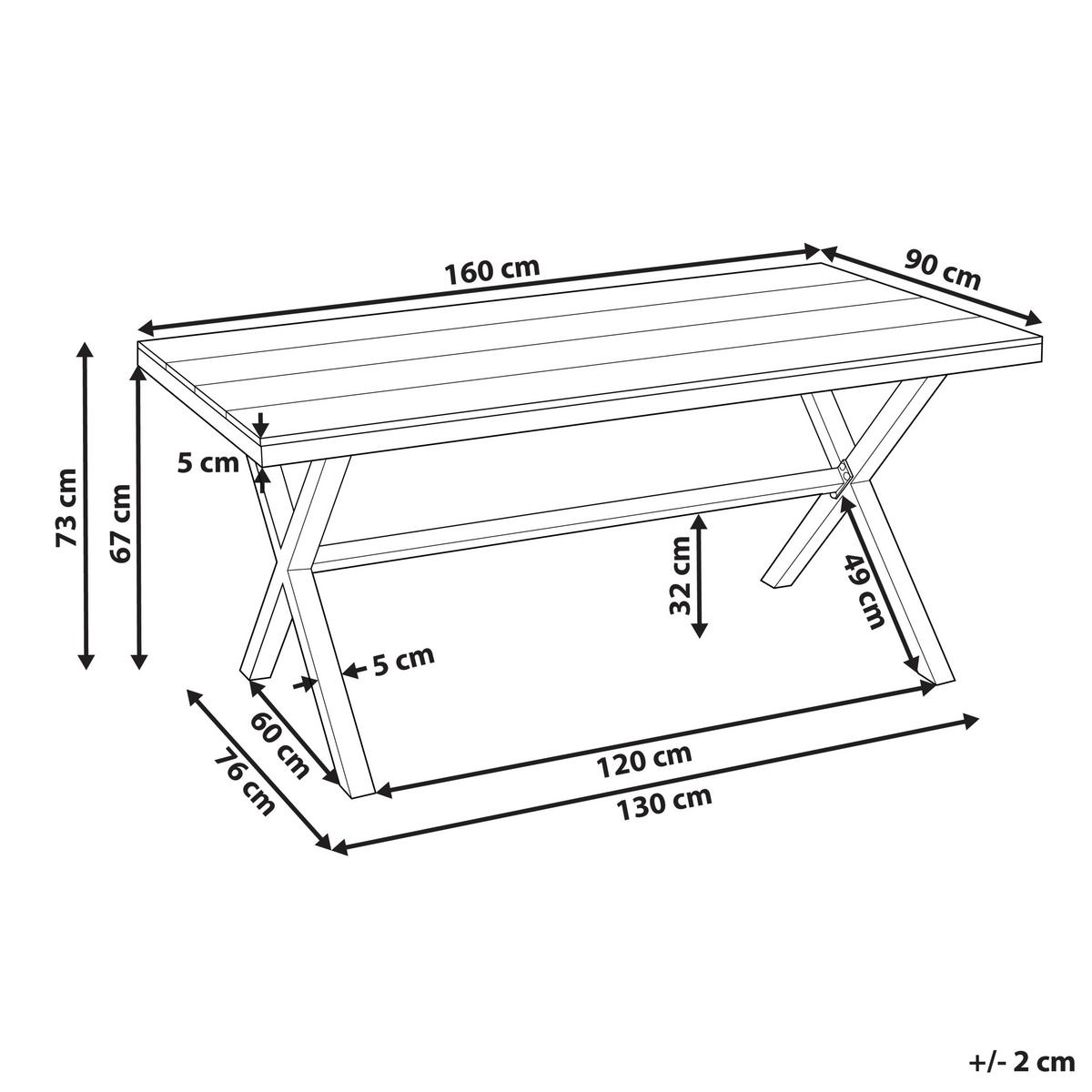 GARTENTISCH 160/90 cm Metall Schwarz Tiano - Braun, Kunststoff (160/90/73cm) - Beliani