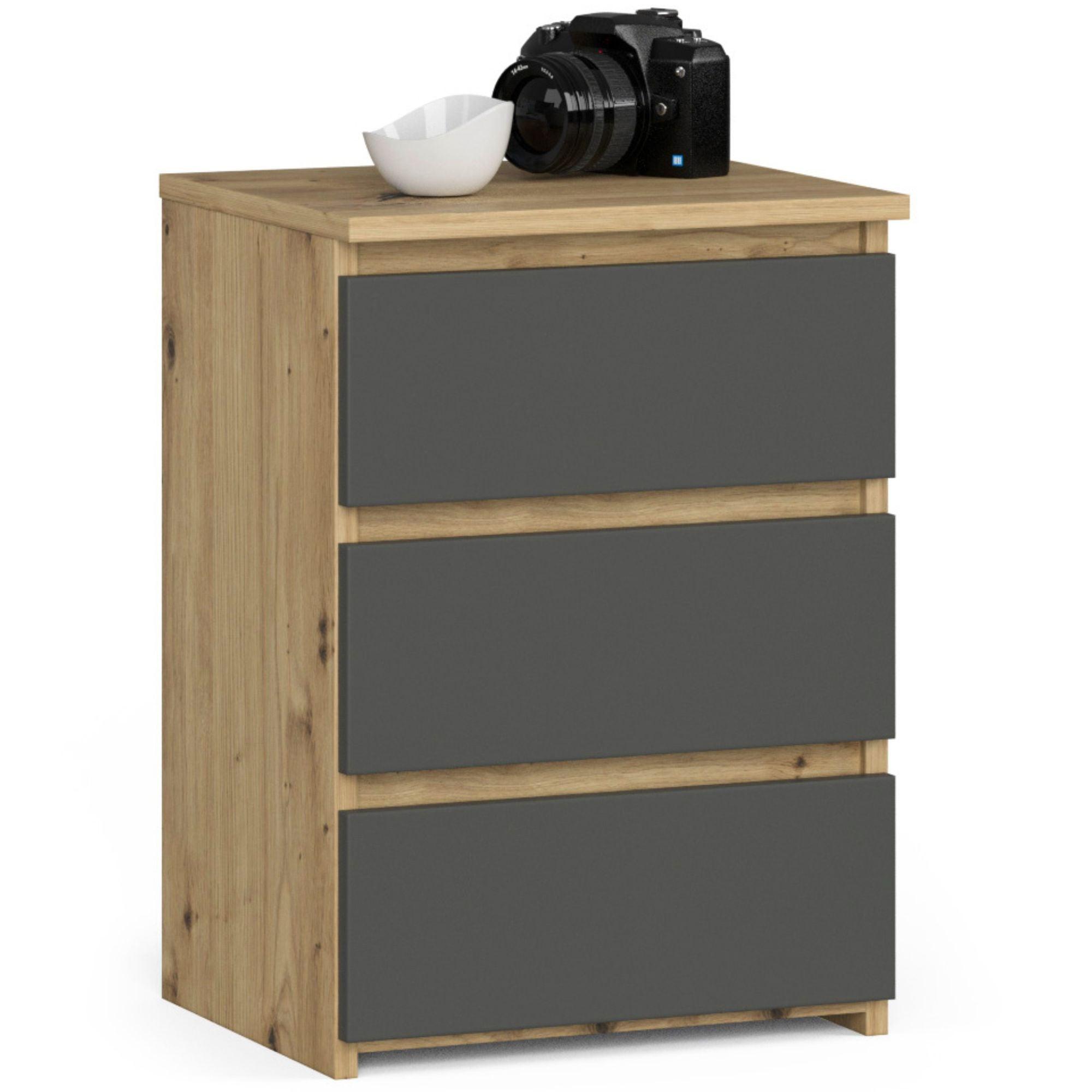 KOMMODE Eiche Artisan, Graphit Grau 57/40/35 - Eiche Artisan, Holzwerkstoff (40/57/35cm) - RAUMHIRSCH FURNITURE