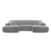 WOHNLANDSCHAFT Peoni Hellgrau 364/168/87 cm mit Schlaffunktion - Hellgrau/Schwarz, Kunststoff/Textil (364/87/168cm) - AX Living