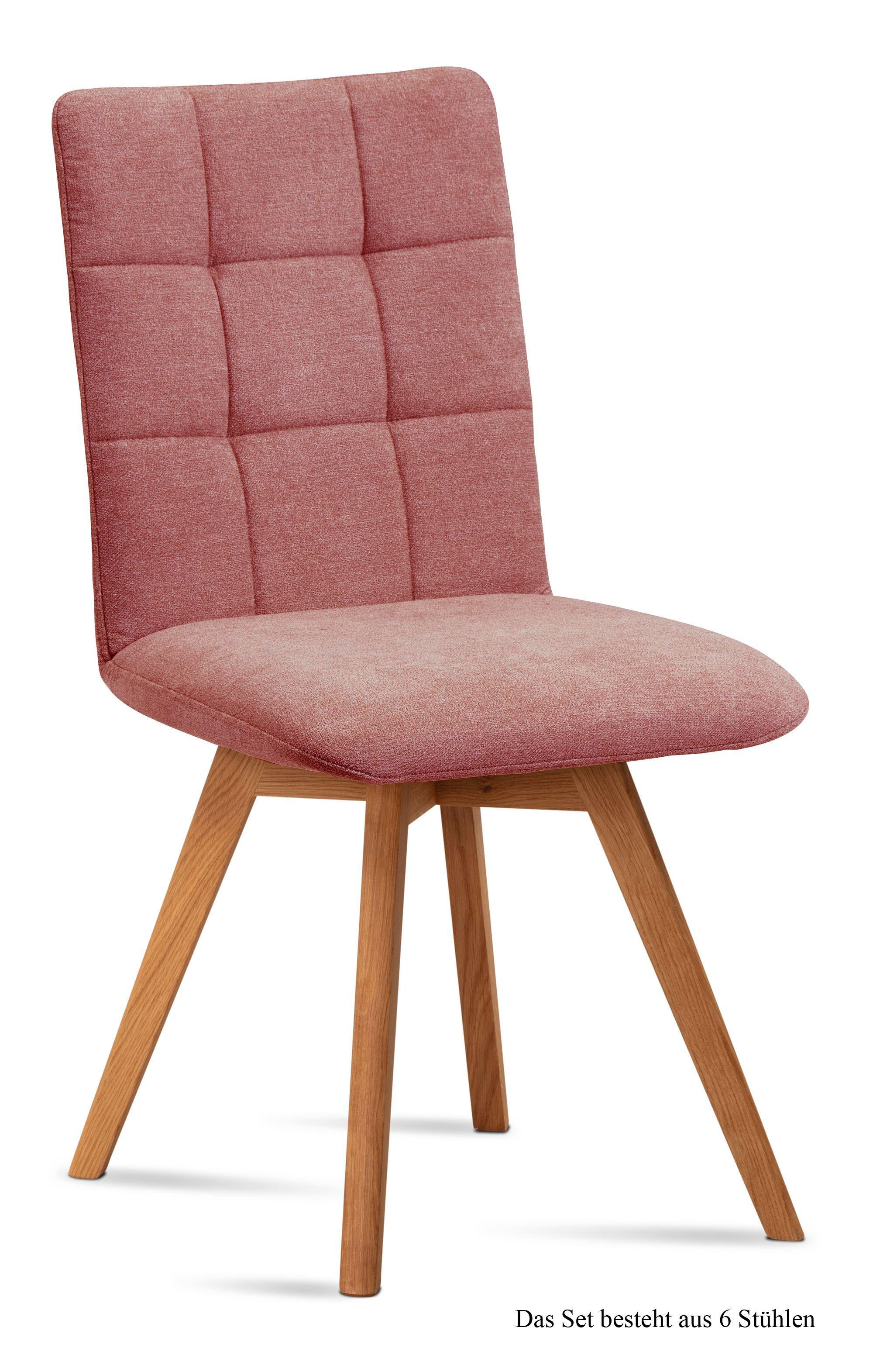 ESSZIMMERSTUHL (6er-Set) Dinny 47x91x60 Eiche geölt/Rosewood - Eichefarben/Dunkelrosa, Kunststoff (60/91/47cm) - 58aufmkessel