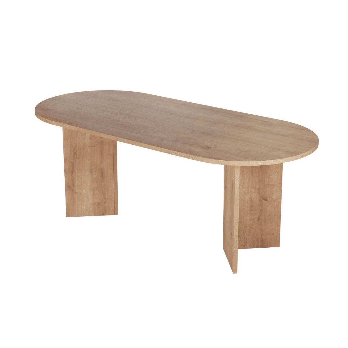 ESSTISCH mit ovaler Tischplatte L200 cm 90/200/75 cm - Eichefarben, Holzwerkstoff (96/90/75cm) - Calicosy