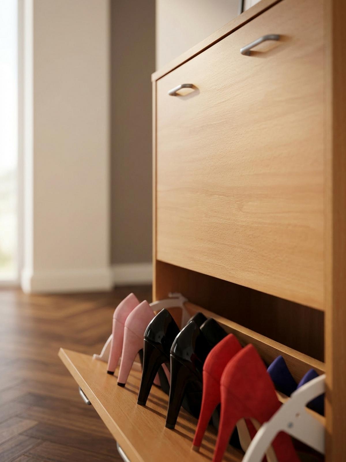 SCHUHREGAL Holz für 20 Paar Schuhe mit offenen Fächern, Beige 75x24x87 cm - Beige/Braun, Holz/Kunststoff (75/87/24cm) - KADIMA DESIGN