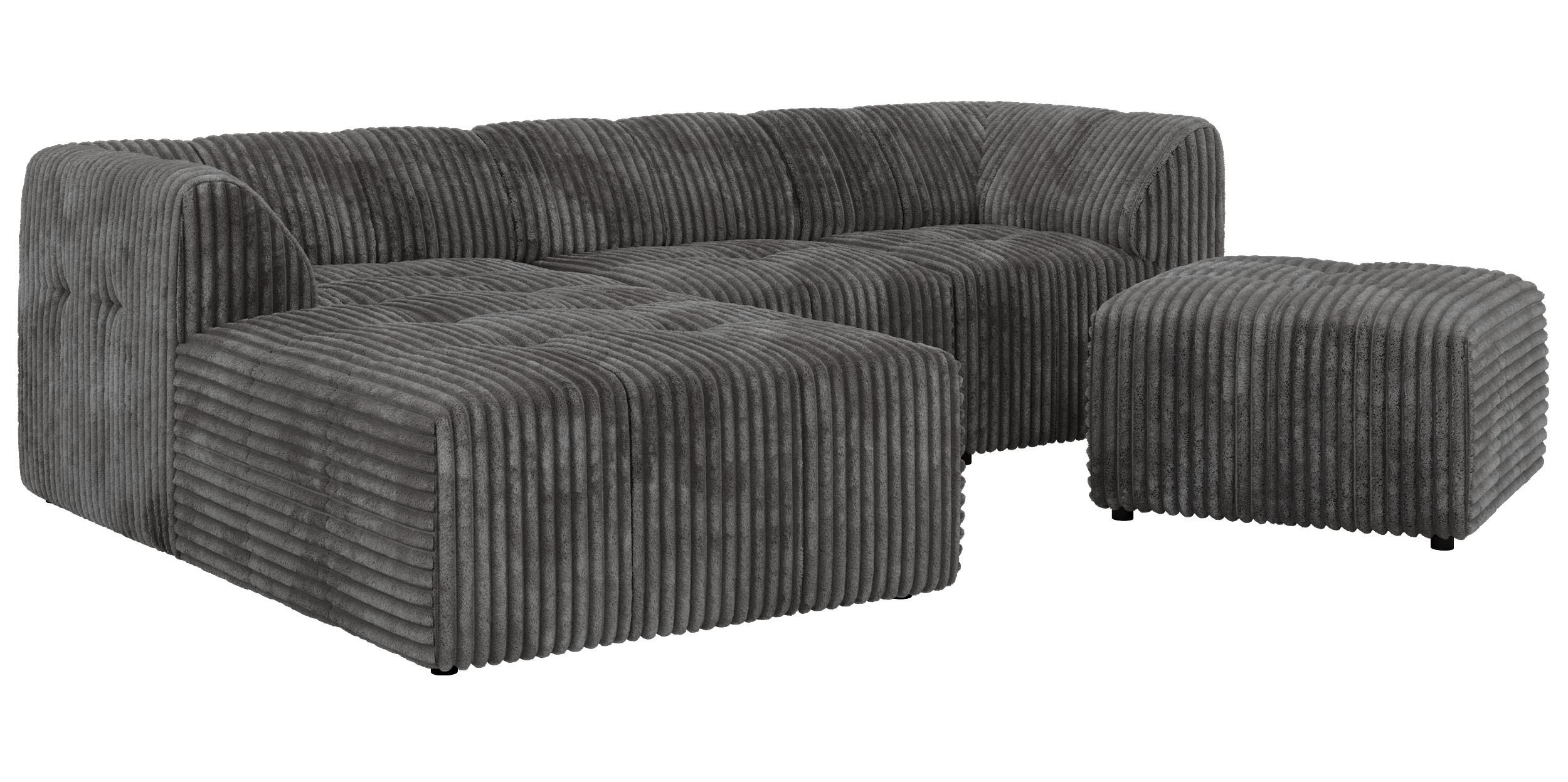 ECKSOFA VORITA L 4M - Grau Cord - Links Seite - Schwarz/Grau, Kunststoff/Textil (267/176cm) - MKS