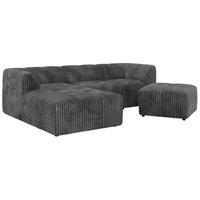 ECKSOFA VORITA L 4M - Grau Cord - Links Seite - Schwarz/Grau, Kunststoff/Textil (267/176cm) - MKS