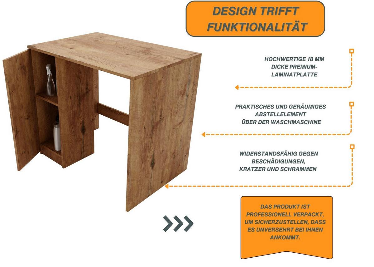 WASCHMASCHINENSCHRANK für Waschmaschine & Wäschetrockner 95/89/66 - Braun, Holzwerkstoff (95/89/66cm) - RAUMHIRSCH FURNITURE