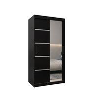 SCHWEBETÜRENSCHRANK 200/100/62 2-türig - Silberfarben/Schwarz, Holz/Kunststoff (100/200/62cm) - MÖBEL KRYSPOL