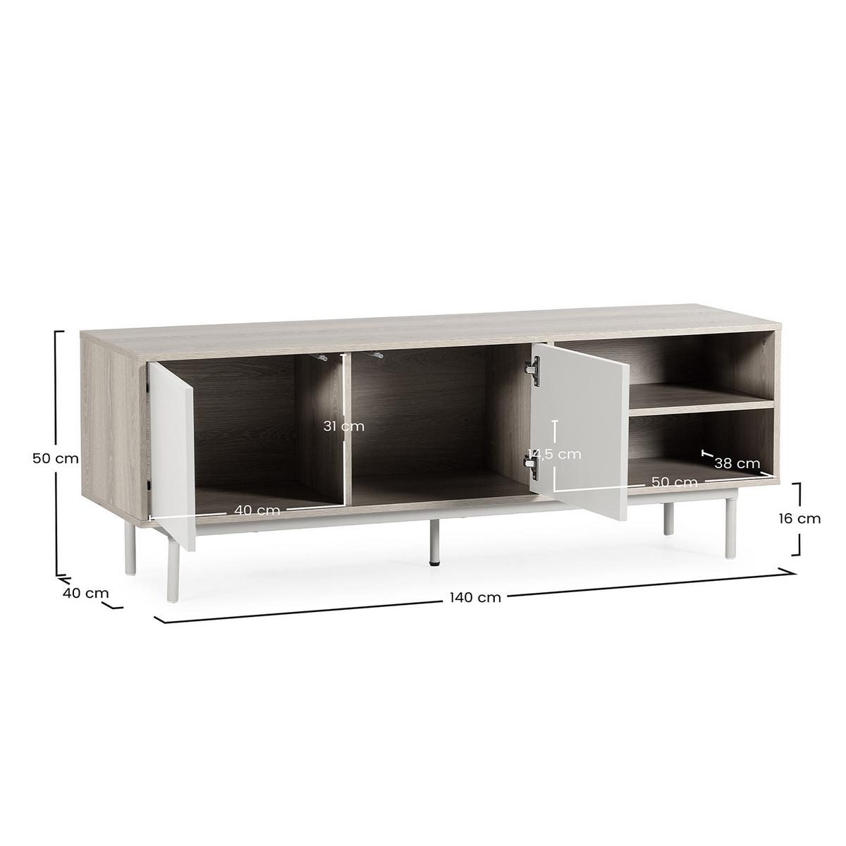 TV-ELEMENT Cuzco 2 türen Eichenfarbe/grau - Grau, Holzwerkstoff (140/50/40cm) - VS Venta-stock