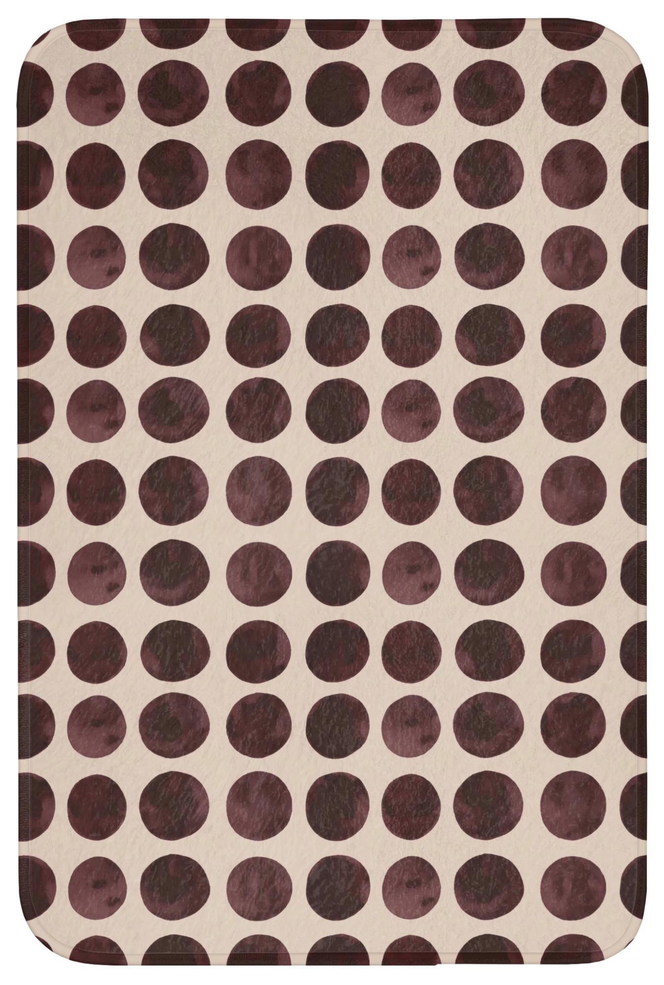 BADEMATTE Polka dots - Muster - Braun Rutschfest 60x90 cm - Bordeaux, Textil (60/90cm) - OnlyWow
