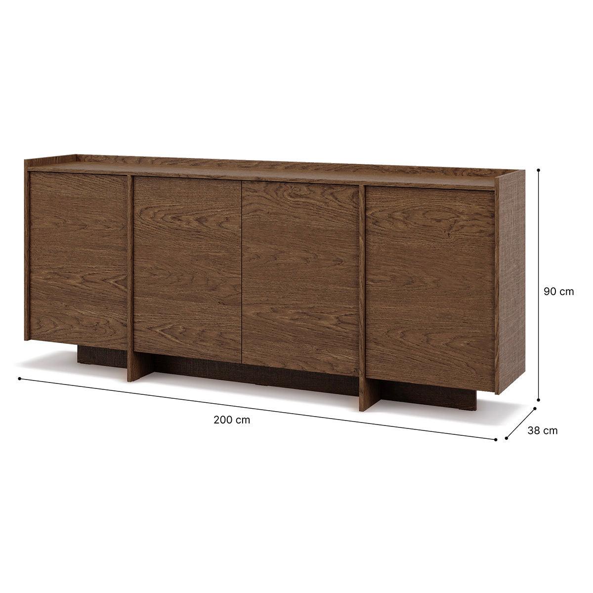 SIDEBOARD Japandi Dunkles Holz - Braun, Holzwerkstoff (200/89.6/38cm) - Petits-meubles