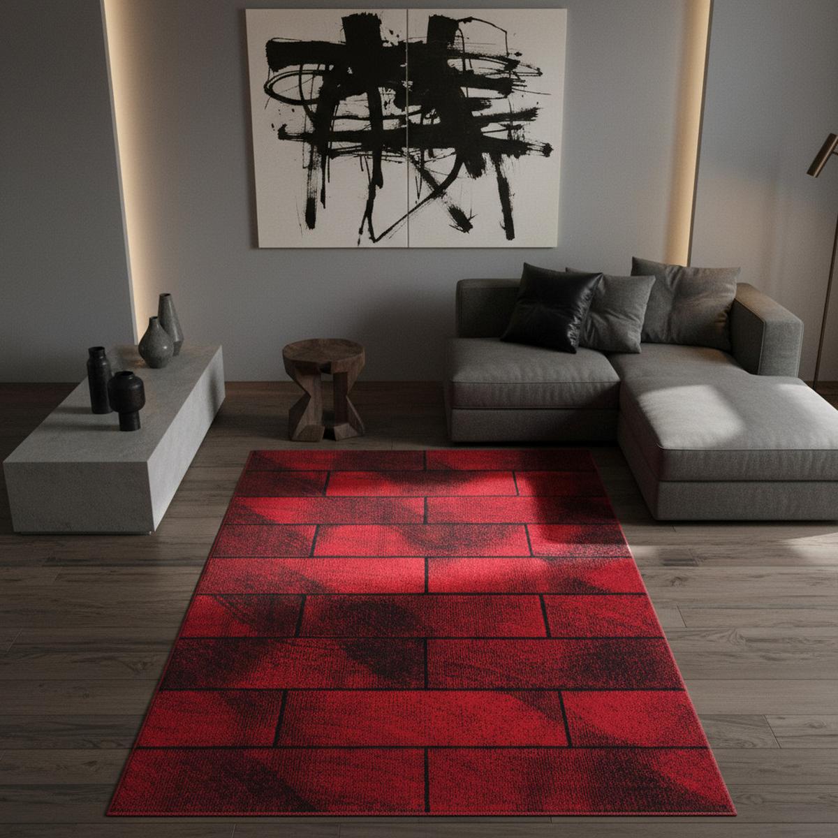 TEPPICH Kurzflor ANDALO in Rot, geometrisch, 120 x 170 cm - Rot, Textil (170/120cm) - KADIMA DESIGN