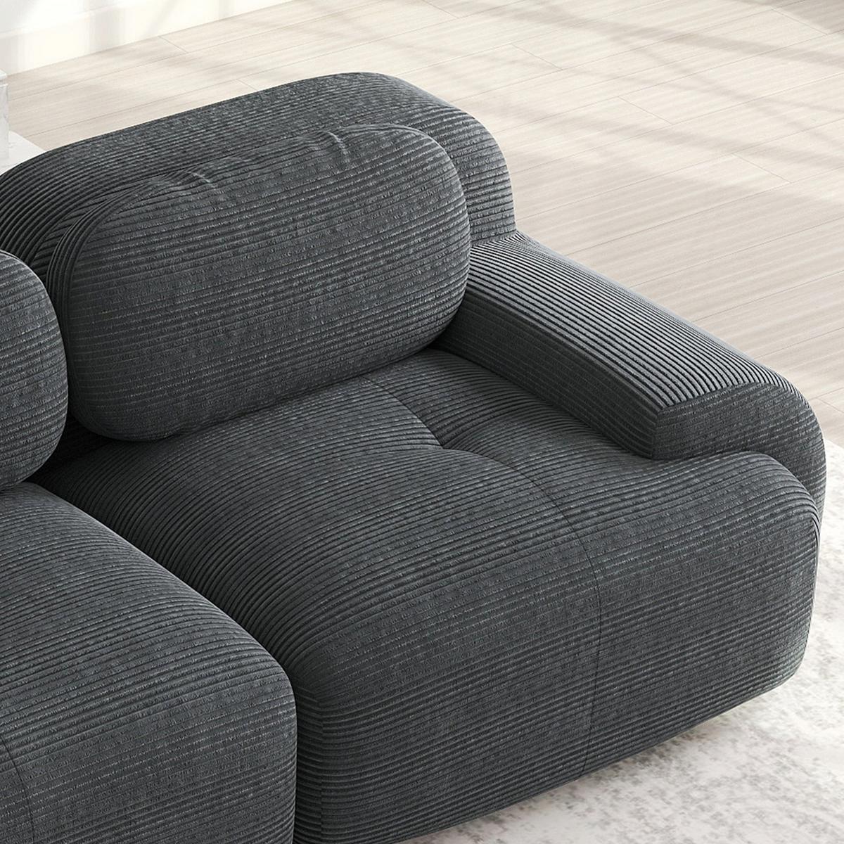 2-SITZER-SOFA in cordstoff rahmenloses design & modular kombinierbar - Grau, Textil (103/75/208cm) - Urban Meuble