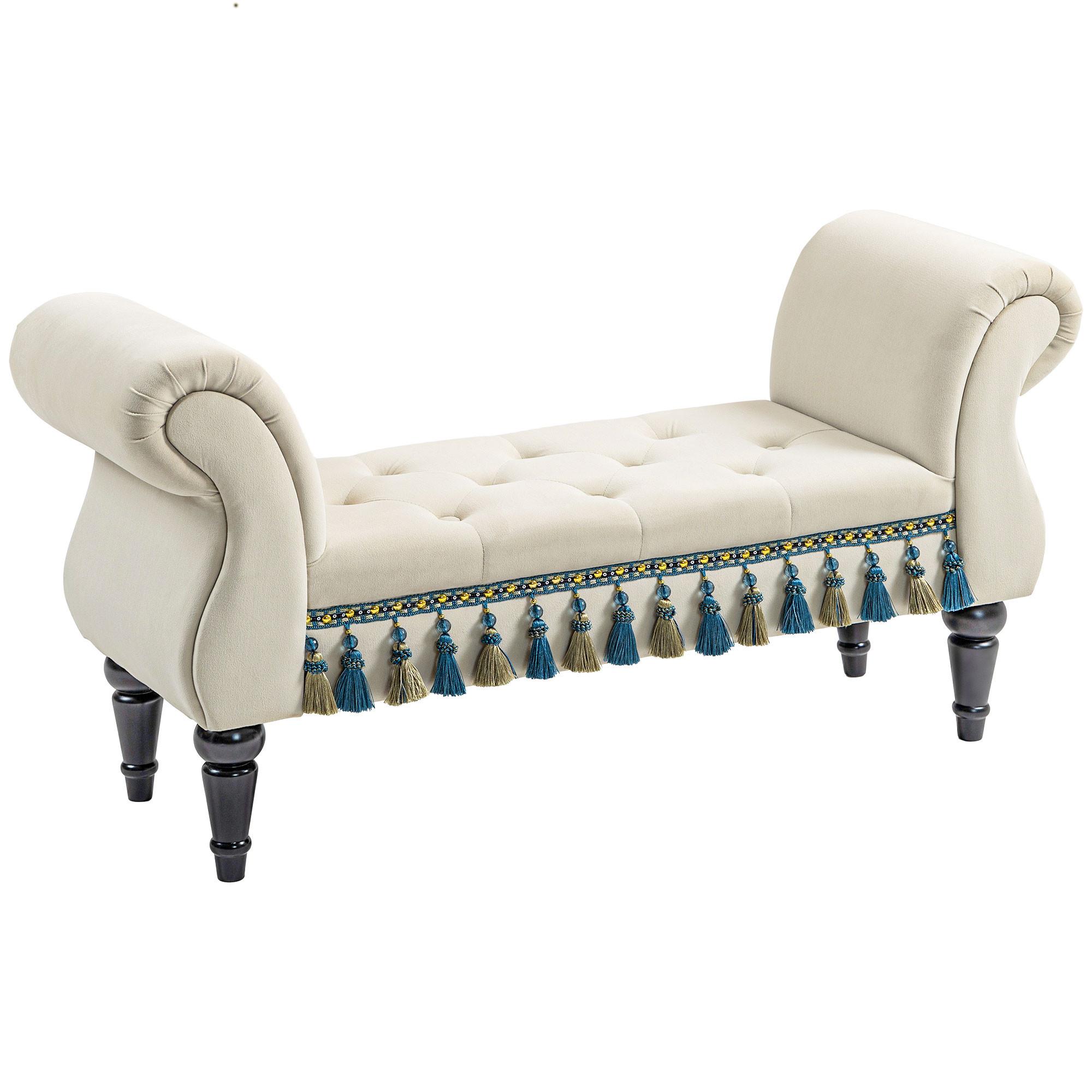LUXUS Polsterbank, Schaumstoff, Beige, 117 x 40 x 58 cm - Beige, Kunststoff (40/58/117cm) - HOMCOM