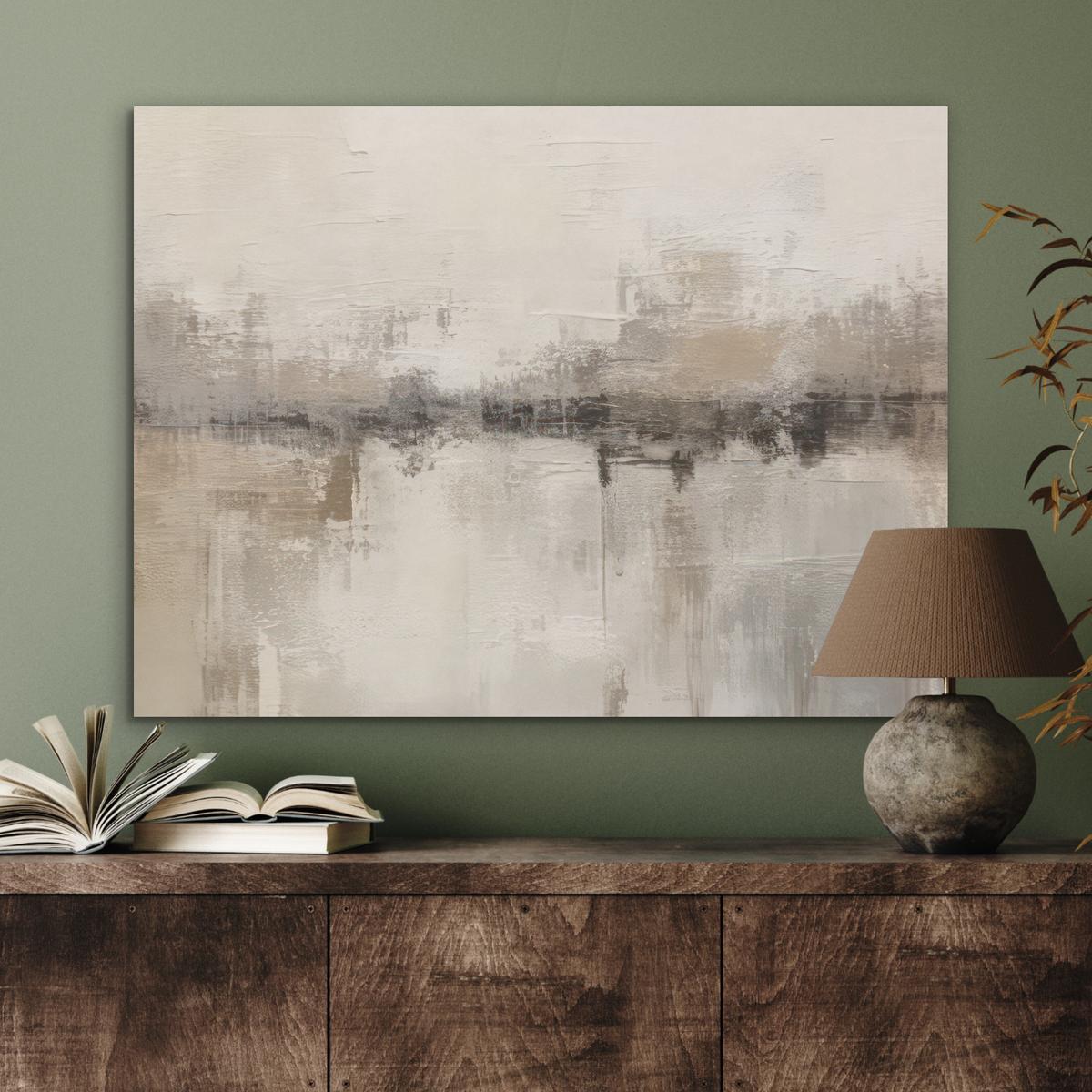 AKUSTIKBILD Moderne Kunst - Abstrakt - Beige Gemälde 80x60 cm - Beige, Kunststoff (80/60/0.9cm) - MuchoWow