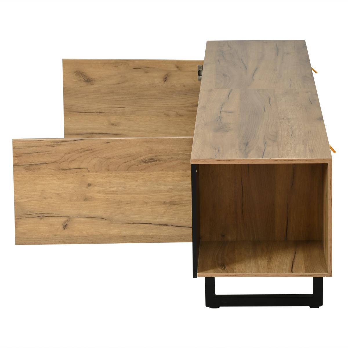 TV-LOWBOARD holzwerkstoff natur & schwarz für tvs bis 75 zoll - Naturfarben, Holzwerkstoff (180/55/40cm) - Urban Meuble