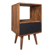 NACHTTISCH – Massivholz, 40x35x70 cm, Schublade, Retro-Stil - Dunkelbraun/Schwarz, Holz (40/70/35cm) - KADIMA DESIGN