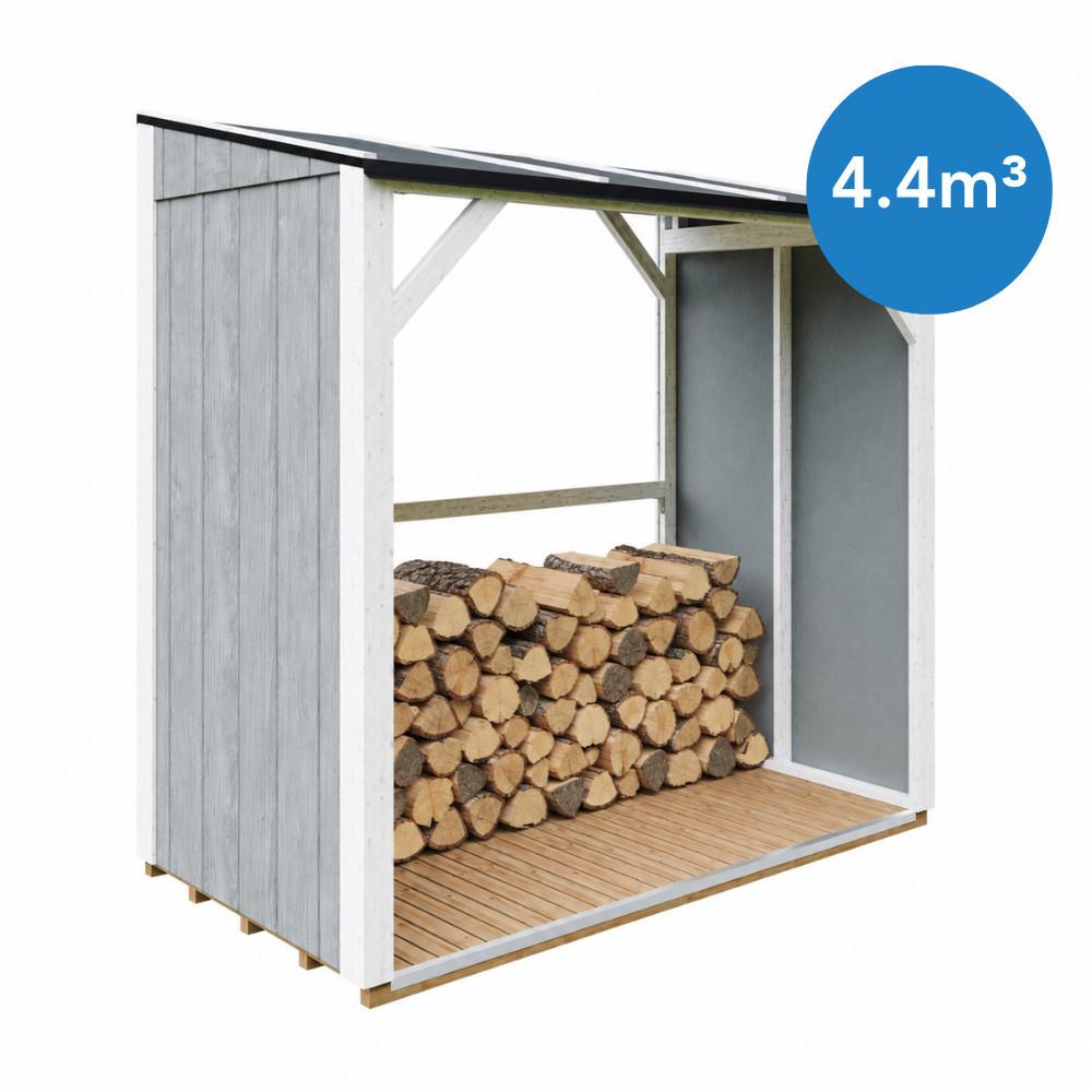 BRENNHOLZLAGER 2,54 m², Kaminholzunterstand mit ~4,4 m³ Lagerkapazität - Grau, Holz (118/220/215cm) - Timbela