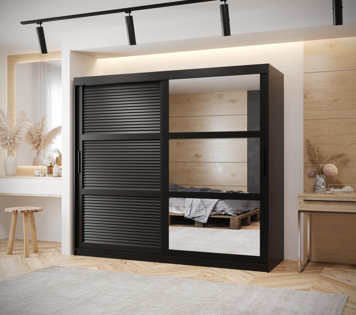 SCHWEBETÜRENSCHRANK 200/200/62 2-türig - Schwarz, Holz/Kunststoff (200/200/62cm) - MÖBEL KRYSPOL