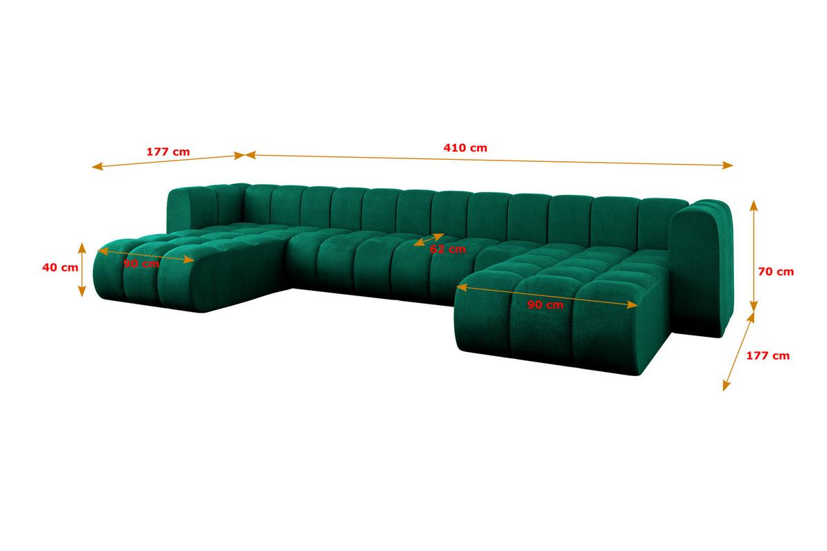WOHNLANDSCHAFT modulares Sofa Joren-U2 - 410x177x70 cm Grün - Dunkelgrün, Holzwerkstoff/Textil (410/70/177cm) - ALTDECOR