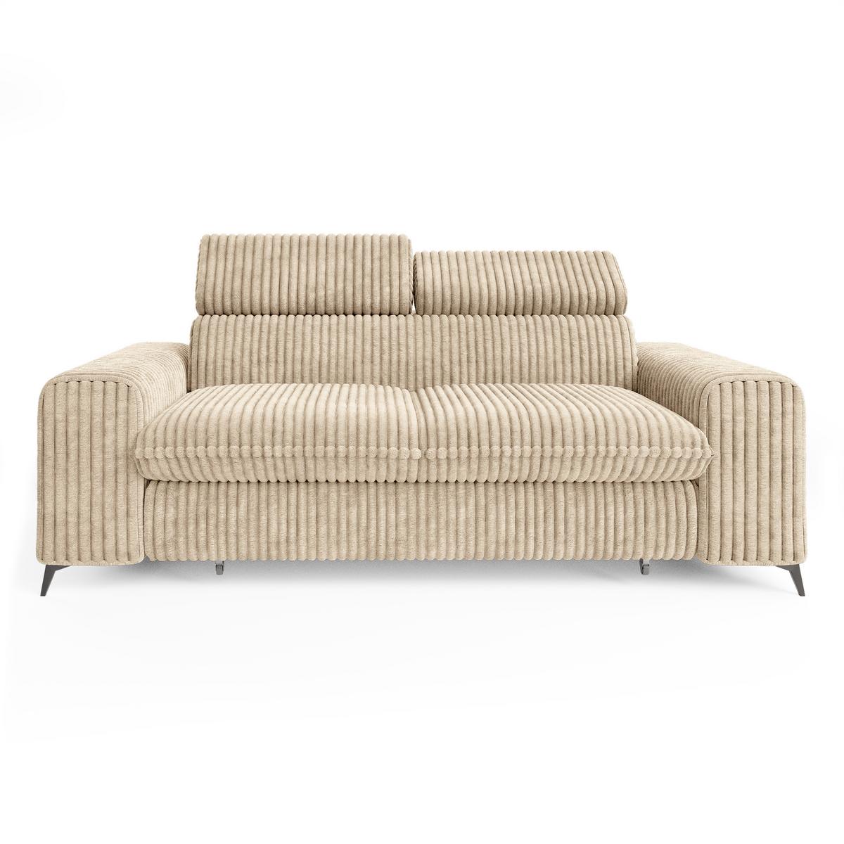 BETTSOFA BENETE Creme Cordstoff mit Schlaffunktion - Creme, Holz/Textil (191/89/92cm) - MASSENO