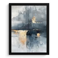 POSTER MIT RAHMEN Kunst - Grau - Gold - Abstrakt Bilderrahmen 30x40 cm - Dunkelgrau, Papier (30/40cm) - MuchoWow