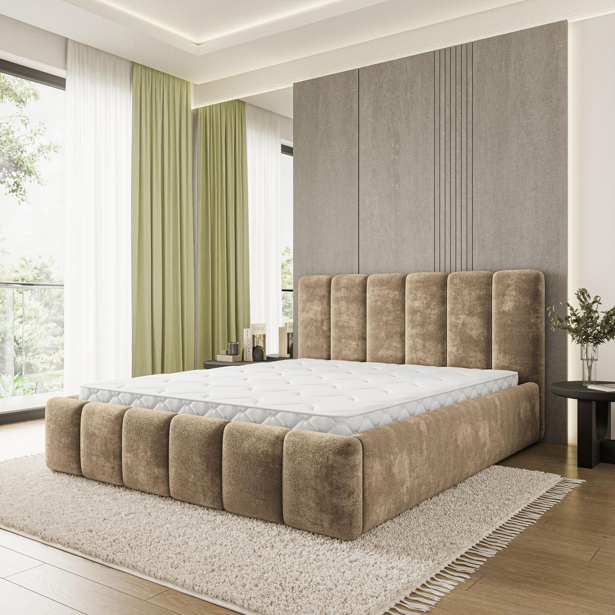 POLSTERBETT ATTORA LM 140x200 cm mit Bettkästen - Beige - Beige, Holz (140/200cm) - MASSENO