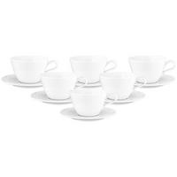 MILCHKAFFEETASSEN MIT UNTERTASSEN Nori Home weiß 370 ml 6er Set - Weiß, Keramik (16.6/9/16.6cm) - Seltmann Weiden