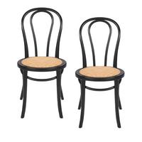 ESSZIMMERSTÜHLE HARTHOLZ schwarze oberfläche rattan 2er set 55/88/55 cm - Schwarz, Holz (55/88/48cm) - Signature
